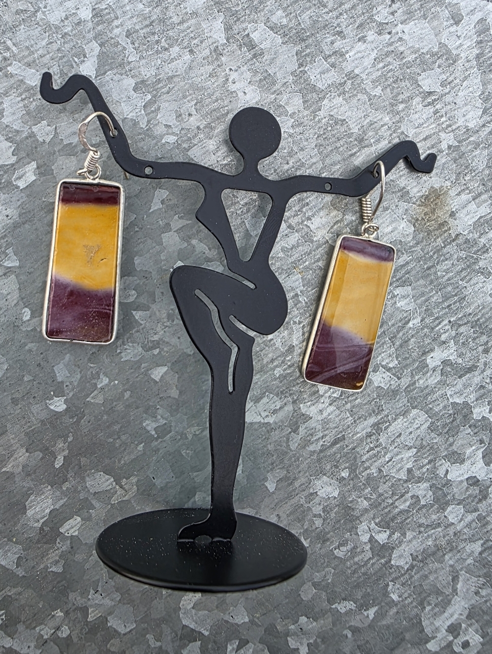 Mookaite Gemstone Earrings In 925 Sterling Silver (2")